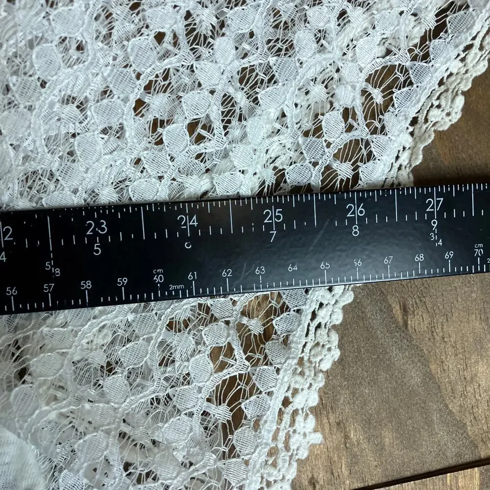 Victoria's Secret Womens Shirt White Lace Cape Scoop Neck Semi Sheer Large - Picture 8 of 14